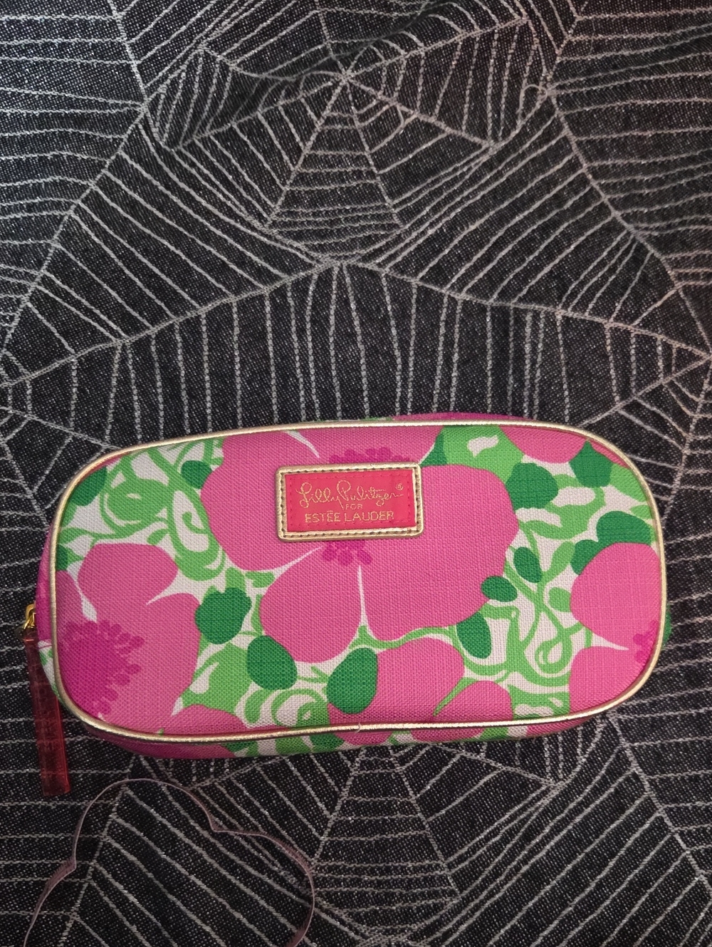 Lilly Pulitzer for EstƩe Lauder Cosmetic Bag Pink Green Floral